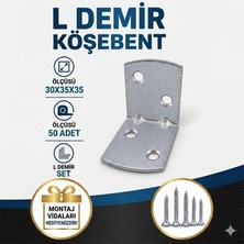 Badem10 L Demir Köşebent Oval Başlı 30X35X35 mm 50 Adet Set Dayanıklı Demir Bağlantı Sabitleme Aparatı
