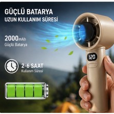 LRS Store 120 Kademeli Şarjlı El Fanı | Fırçasız Motor | LED Ekran | Güçlü Batarya | Sessiz Mini Fan