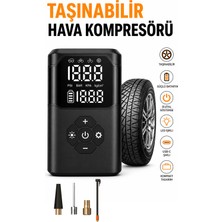 Exenar Şarlı Hava Kompresörü Dijital Ekranlı Şarj Edilebilir Araç Lastik Şişirme Pompası Taşınabilir