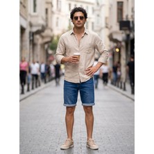 Kaizer Jeans Mavi Double Paça Kot Şort