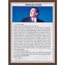 Özbience Beyaz Ahşap Çerçevede Gençliğe Hitabe Tablosu 35X50CM