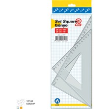 Ark Şeffaf Gönye Seti Ekonomik 26 cm 45 Derece x 26 cm 60 Derece