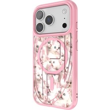 Diesel iPhone 17 Pro Uyumlu Magsafe Destekli Oval D Kedi Desenli Kılıf - Pembe