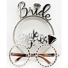 Sylar Bride Yazılı Taç ve Bride To Be Yazılı Gözlük Seti Gümüş Renk
