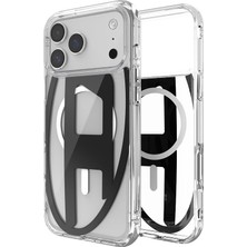 Diesel iPhone 17 Pro Max Uyumlu Magsafe Destekli Oval D Metalik Kılıf - Siyah