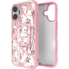 Diesel iPhone 17 Uyumlu Magsafe Destekli Oval D Kedi Desenli Kılıf - Pembe