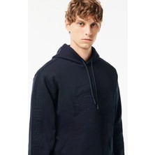 Lacoste Men's Relaxed Fit Kapüşonlu Baskılı Hoodie Sweatshirt Erkek Organik Pamuk Sweatshirt Siyah