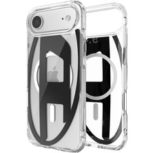 Diesel iPhone 17 Air Uyumlu Magsafe Destekli Oval D Metalik Kılıf - Siyah