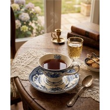 Twinkle Elizabeth Bone Porselen 6 Lı Çay Fincanı Mavi Vitage