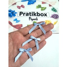 Pratikbox Mini Fiyonk / Saten 0,6cm'lik /6mm / Hediyelik / Süsleme / Mavi Renk / 100 Adet /