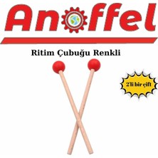 Özbience Renkli Ahşap Ritm Çubuğu ve Davul Tokmağı Seti, 2 Parça