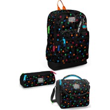 Coral High Kids Siyah Renkli Petek Desenli 3’lü Okul Çanta Seti SET0133210
