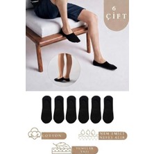 Tina Atelier 6 Çift Erkek Düz Pamuklu Kaydırmaz Silikon Topuklu Babet Çorap Seti