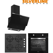 Silverline Oslo 3490 - CS5335B02 - B06501B01 Siyah Cam Ankastre Set