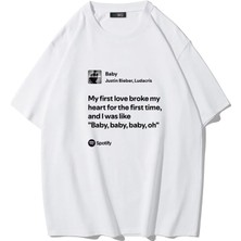 Brz Collection Unisex Oversize Justin Bieber - Baby T-Shirt (Beyaz)