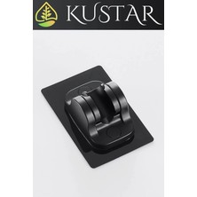 Kustar Siyah Kendinden Yapışkanlı 15 kg Taşıyabilen Nano Duş Başlığı Askısı Mafsal Kolay Temiz Kurulum
