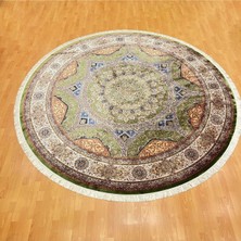 Mevlana Bazaar Klasik Yıldız Desenli 300 x 300 Yuvarlak Ipek Halı