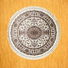 Mevlana Bazaar Çiçek Motifli 300 x 300 Yuvarlak Ipek Halı