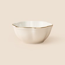 İpek Ipek Dalgalı Kase - Kırık Beyaz / Gold - 10 cm