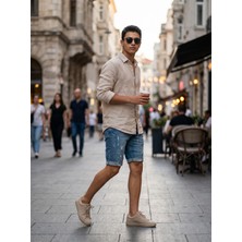 Kaizer Jeans Buz Mavi Lazer Detaylı Kot Şort