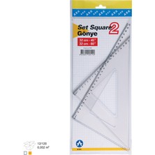 Ark Şeffaf Gönye Seti Ekonomik 32 cm 45 Derece x 32 cm 60 Derece