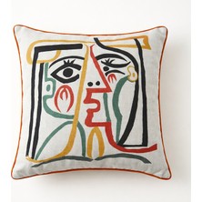 Viamarse Iskandinav Tarzı Picasso Desenli  Biye Dekoratif Kırlent Kılıfı Seti (1 Adet)