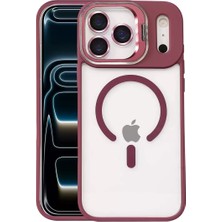 LTG Nova Iphone 17 Remim Lensli Magsafe Standlı Kapak - Bordo