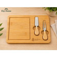 Bambu Peynir Sunumluğu - 2 Bıçaklı Bambu Peynir Kesme Tahtası - Elçi Home