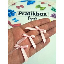 Pratikbox Mini Fiyonk / Saten 0,6cm'lik /6mm / Hediyelik / Süsleme / Pembe Renk / 100 Adet /