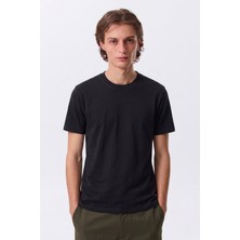 QUALITY WALKING Basic Erkek %100 Organik Pamuklu Kalın Dokulu Comfort Fit Bisiklet Yakalı T-Shirt