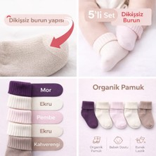 Tina Atelier 5 Çift Kız Bebek Organik Pamuklu Dikişsiz Kıvrık Çorap