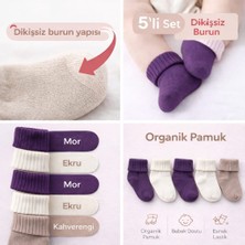 Tina Atelier 5 Çift Kız Bebek Organik Pamuklu Dikişsiz Kıvrık Çorap