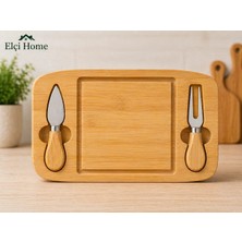Bambu Oval Peynir Sunum Tahtası - 2 Bıçaklı Bambu Oval Peynir Kesme Tahtası - Elçi Home