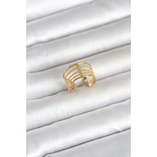 ÖNÇ - PRİME 316L Çelik Gold Renk Vintage Model Kadın Yüzük