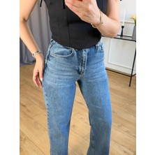 Size Özgü Mavi Kesik Paça Wide Leg