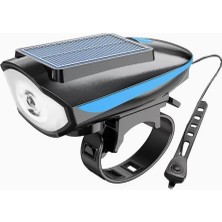 ForteGT Forte Gt Bisiklet Ön Farı 250 Lm Korna 140DB USB Solar Şarjlı Mavi Xbyc 6163
