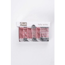 Cocole Socks Kız Bebek Çorabı 6’lı Set Pamuklu Mercan Karışık Desenli Yenidoğan 0-1 Yaş Hediyelik Kutulu