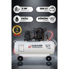 Demr Kompresör Hava Kompresörü Pistonlu 200 Lt 2 Kafa 8 Bar 3 Hp IDM-200