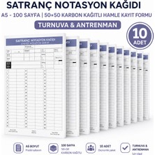 Aklımla Oynuyorum Satranç Notasyon Kağıdı A5 – 100 Sayfa (50+50 Otokopili) | 10’lu Paket Hamle Kayıt Formu (Turnuva & Antrenman)