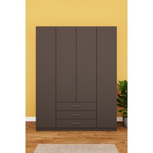 Asra Trend Lüks 4 Kapaklı 3 Çekmeceli Gardırop %100 MDF Askılı Düzenleyici Elbise Dolabı G-02