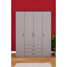 Asra Trend Lüks 4 Kapaklı 3 Çekmeceli Gardırop %100 MDF Askılı Düzenleyici Elbise Dolabı G-02