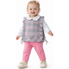 Chicsy Baby Kız Bebek Ekose Süveterli Takım 3lü Gömlek Pantolon Günlük Şık Kombin
