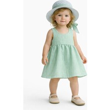 Chicsy Baby Tatlı Kız Bebek Tarz Simli Elbise Şapkalı Fiyonk Detaylı Yazlık 2’li Kombin