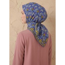 Silk Home Soft Eşarp Floral Line Saks Mavi 90X90
