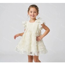 Blumi Kids Fiyonklu Prenses Elbise – 3D Çiçekli Kız Çocuk Elbise Pamuk Astarlı