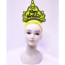 Practika Doğum Günü Tacı Neon Sarı 24X15 cm Happy Birthday Yazılı Parti Aksesuarı