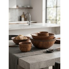 Palu Trend 10'' Servis Kasesi 25,5x25,5x7 cm | Orta Boy Yuvarlak Sunum Kase Ahşap Görünümlü
