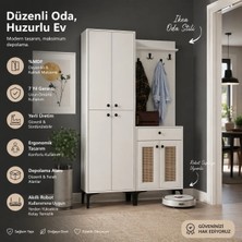 Venatto Paris White Hasırlı Portmanto