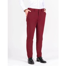 Terzi Adem Altun İtalyan stil slim fit erkek pantolon Bordo T7897