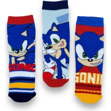 Sonic Lisanslı Erkek Çocuk 3 Çift Havlu Soket Çorap 22607
